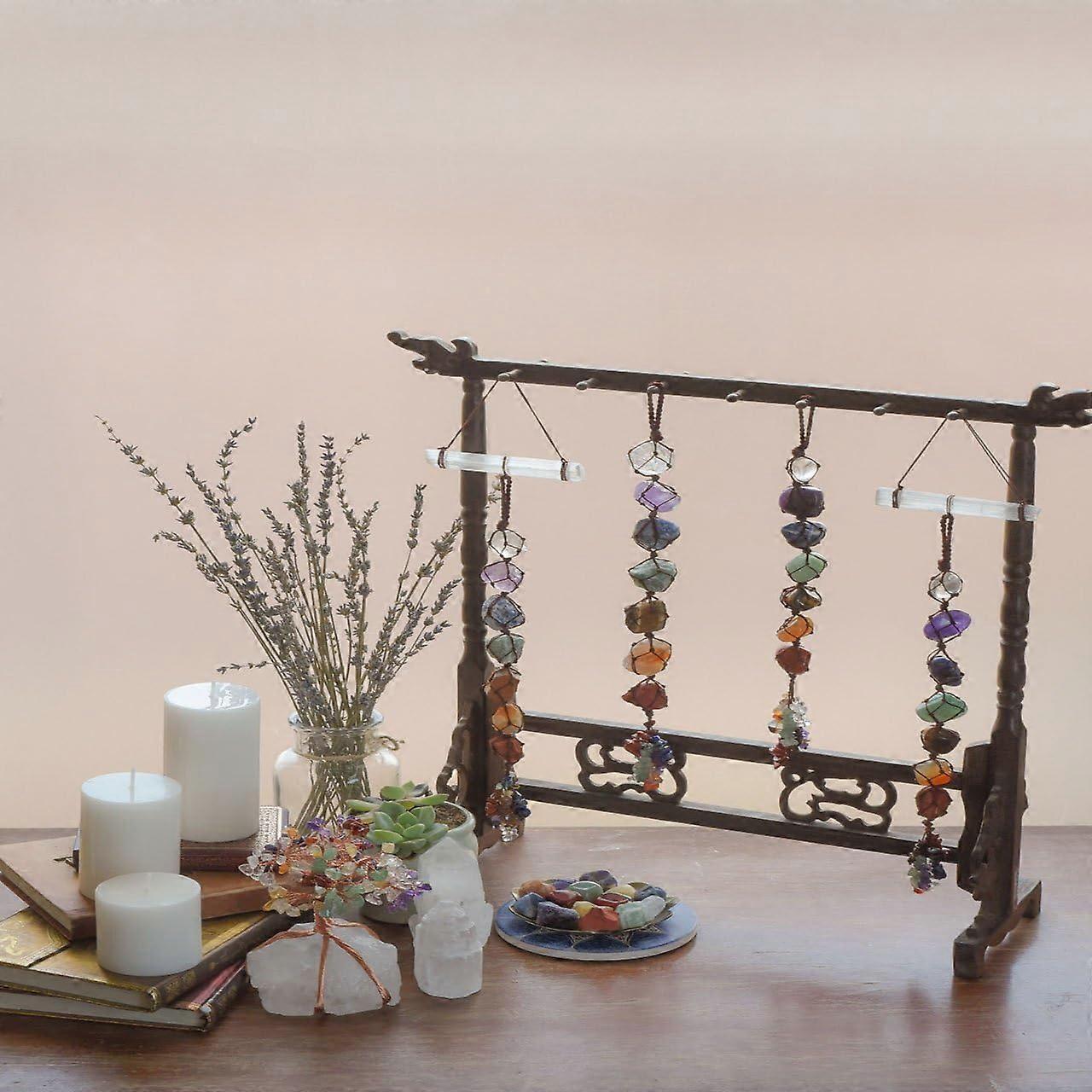 Seven Chakra Tumbled Stone Macrame Hanging