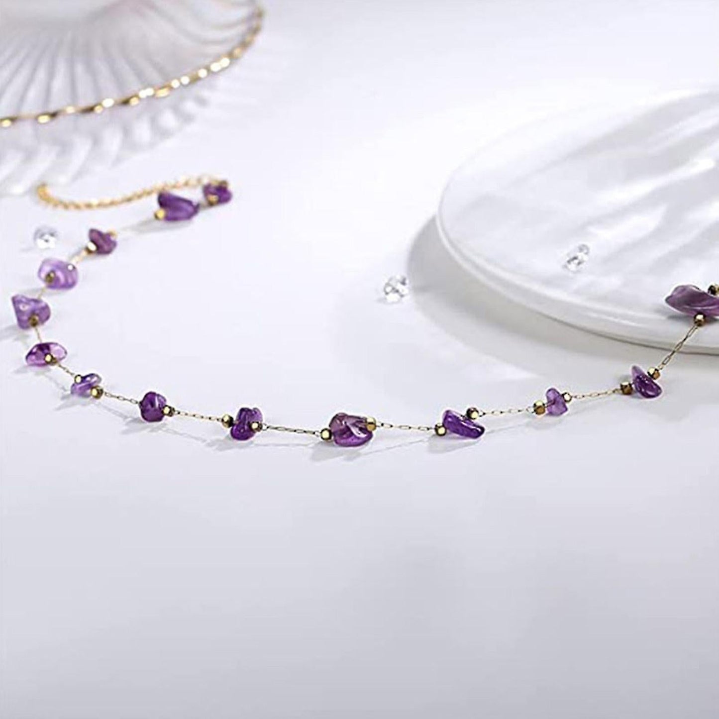 Amethyst Chip Choker Necklace