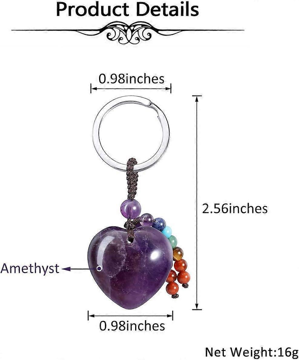 Amethyst Heart 7 Chakra Keychain