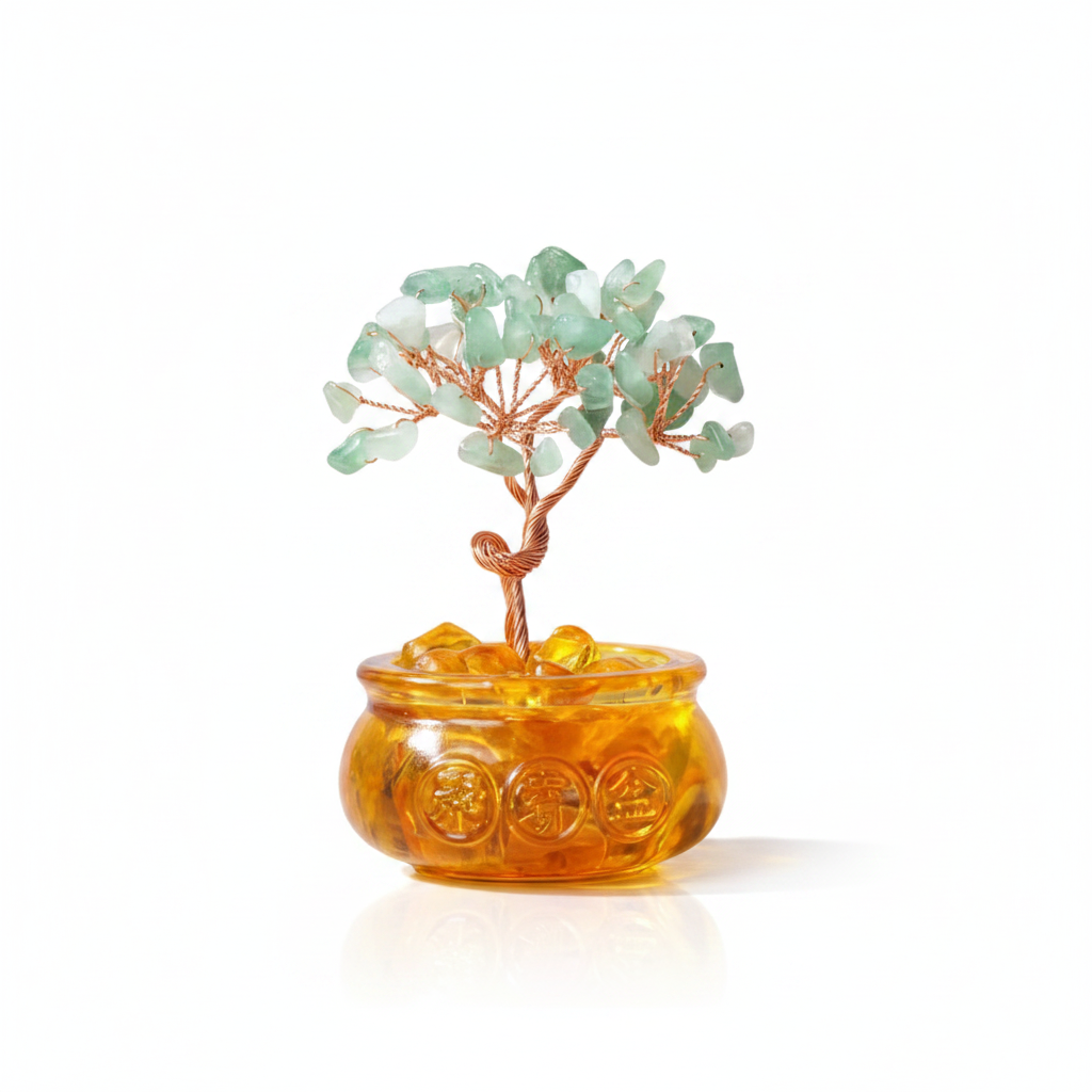 Green Crystal Money Tree with Fortune Basin