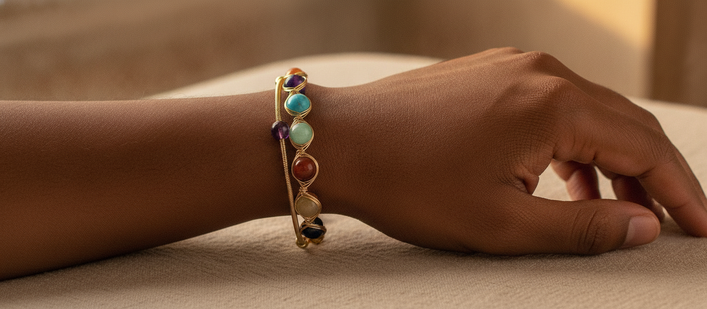 7 Chakra Intention Bracelet, Gold