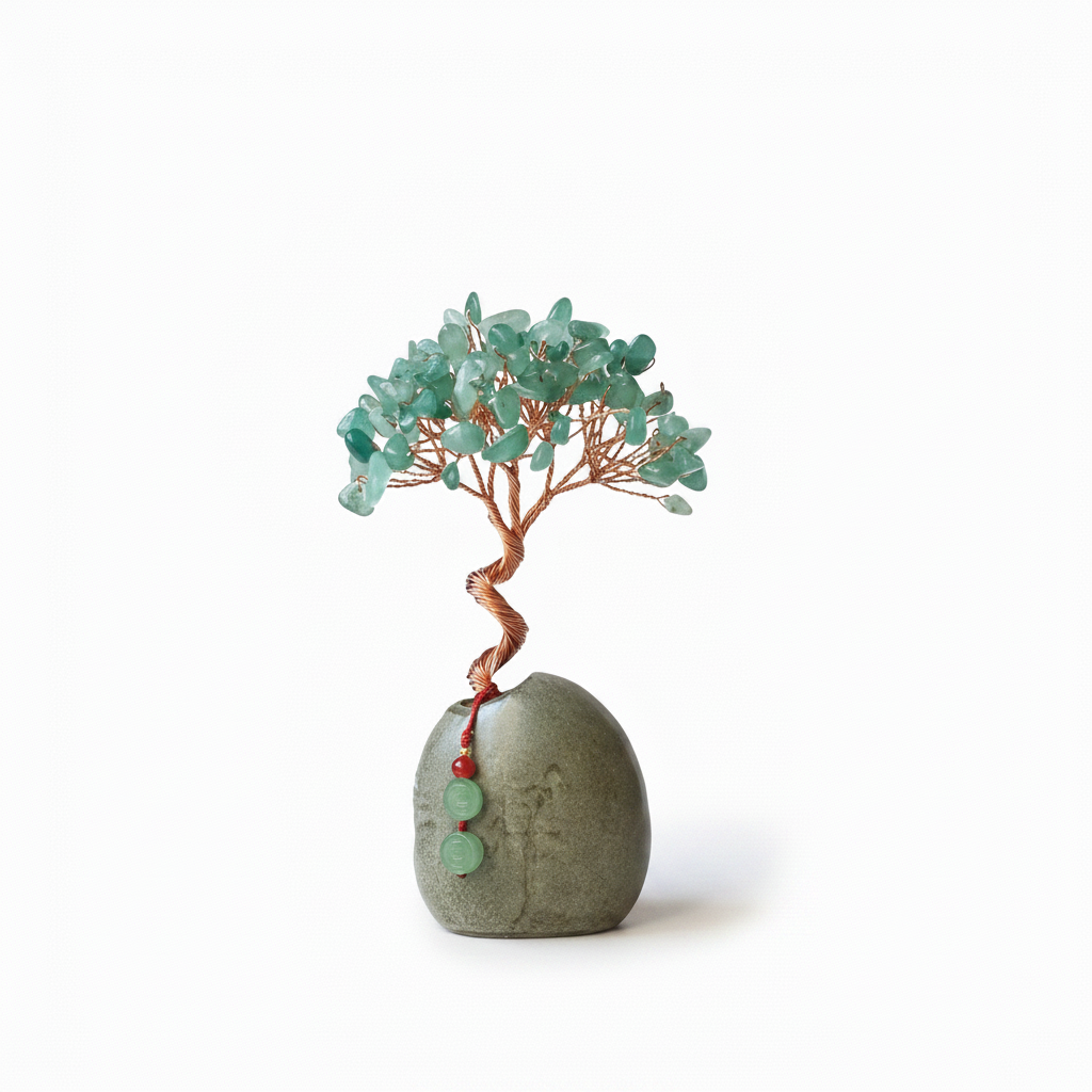Green Aventurine Crystal Tree on Stone Base