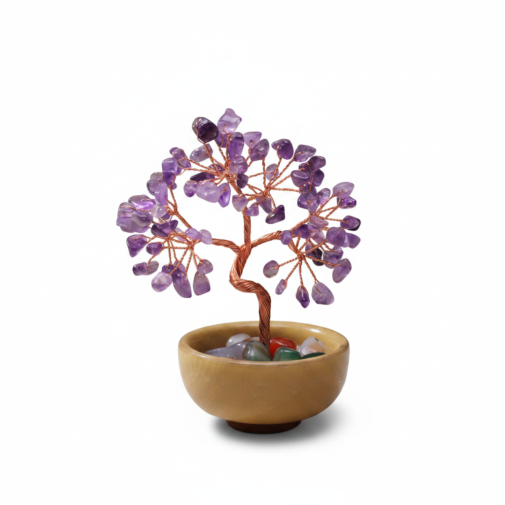 Amethyst Crystal Money Tree with Agate Base