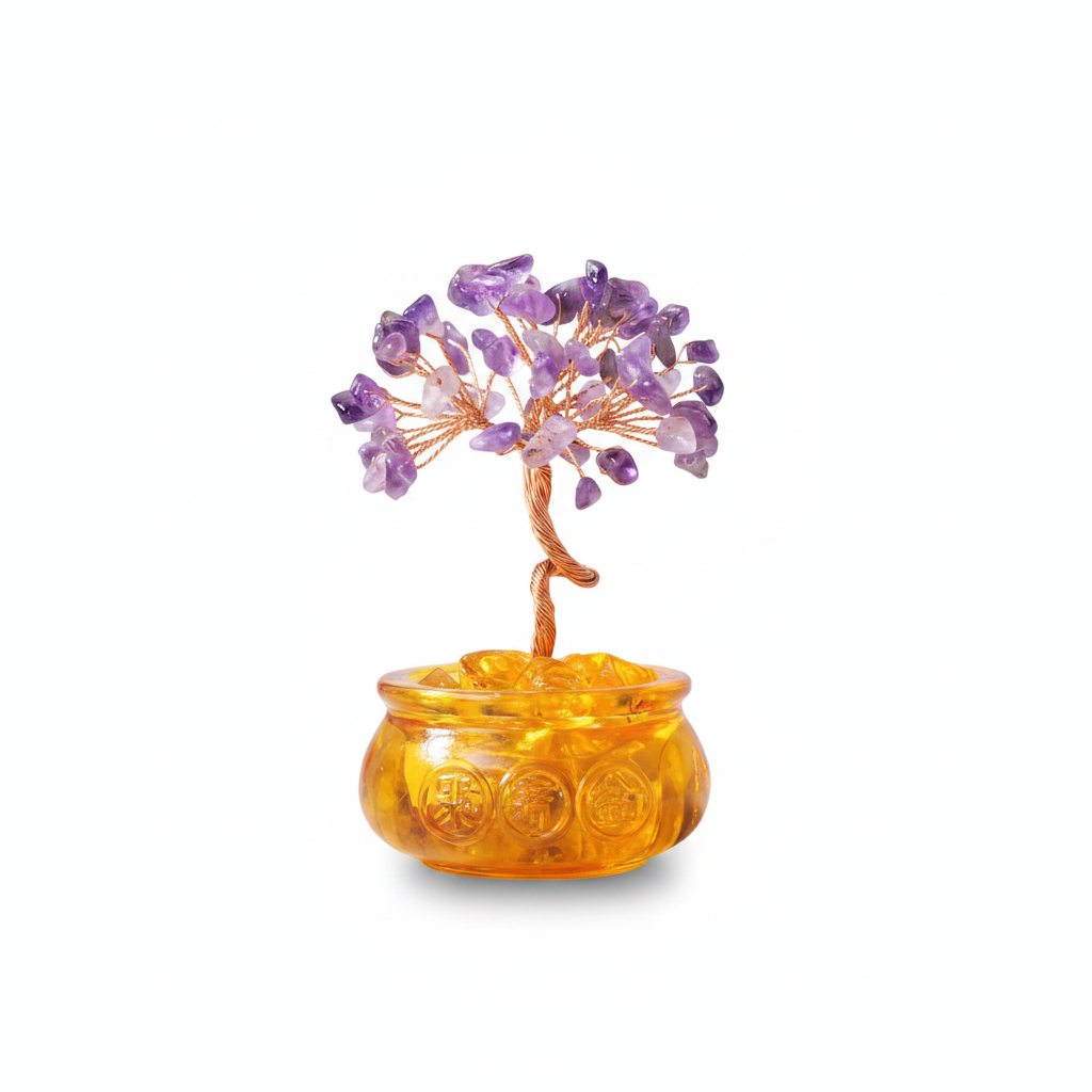 Purple Crystal Money Tree with Fortune Basin