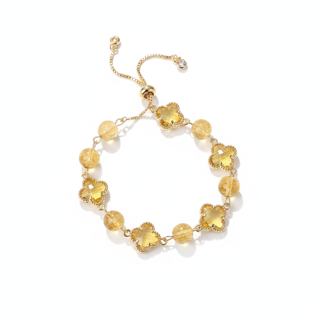 Clear Quartz Intention Bracelet, Yellow