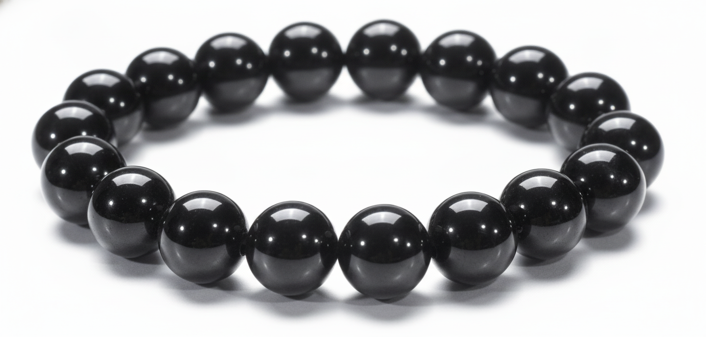 Black Onyx & Agate Intention Bracelet, 10-12mm