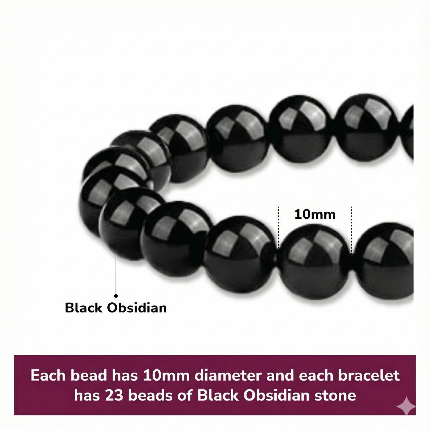 Obsidian Intention Bracelet, 10mm