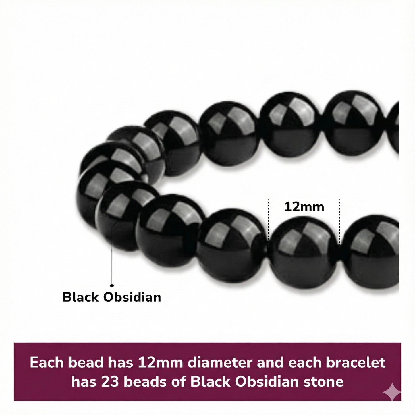 Obsidian Intention Bracelet, 12mm