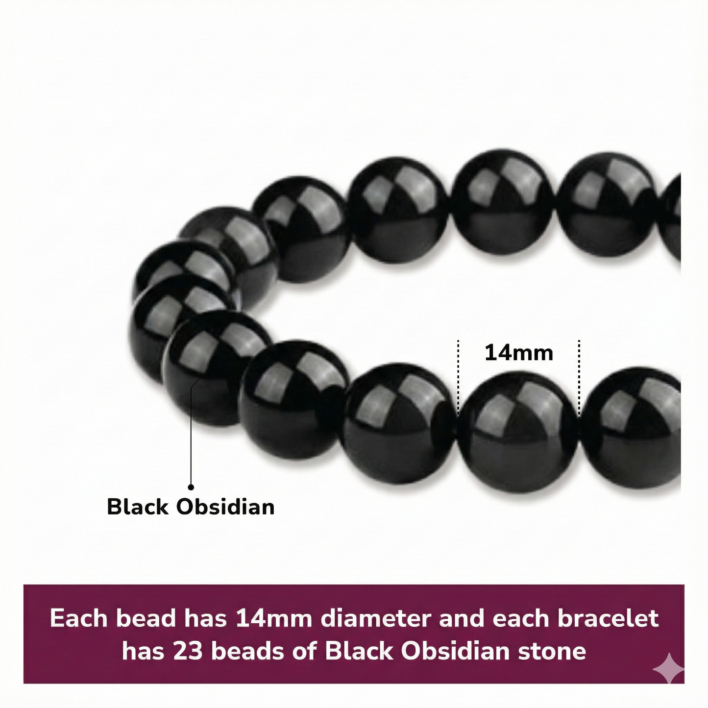 Obsidian Intention Bracelet, 14mm