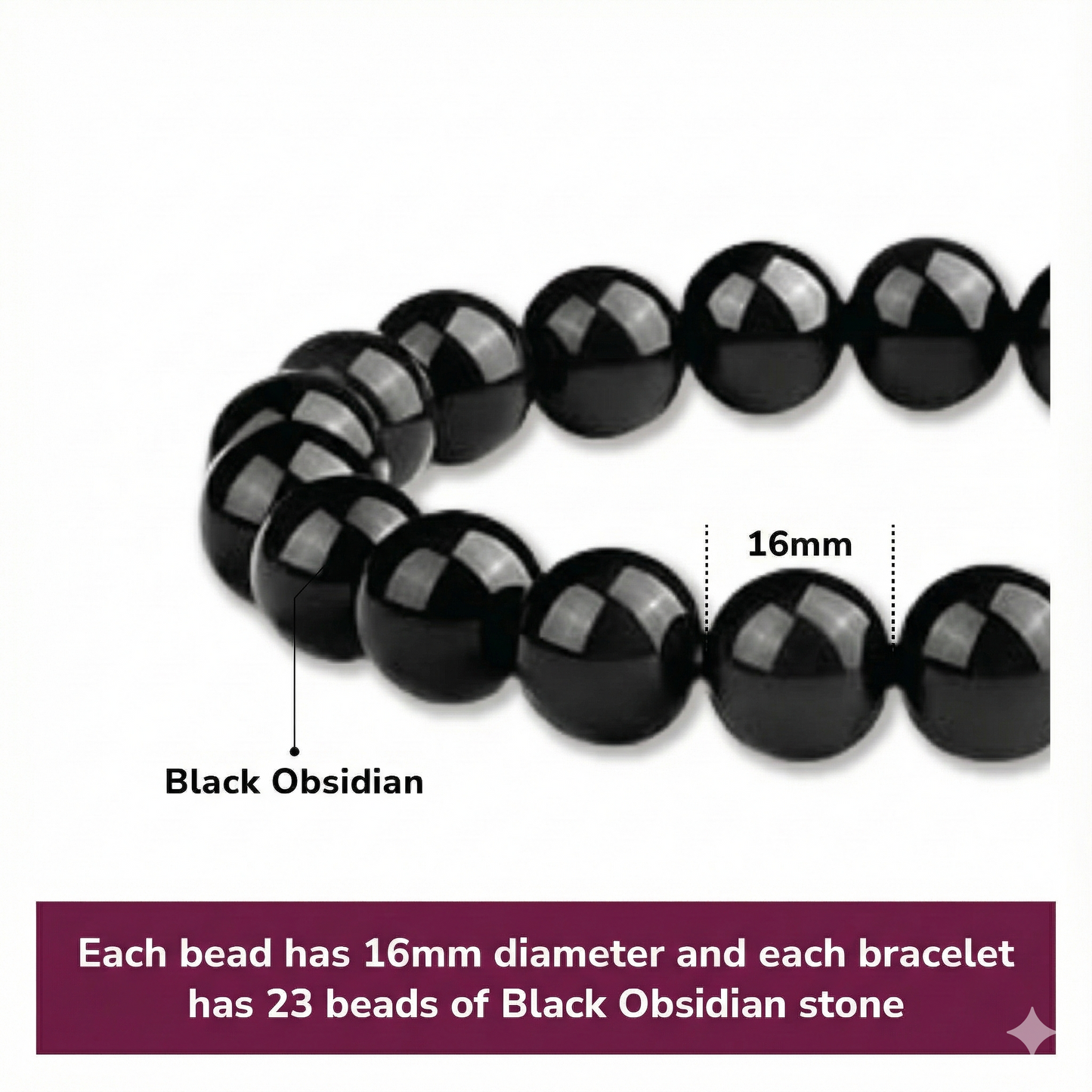 Obsidian Intention Bracelet, 16mm