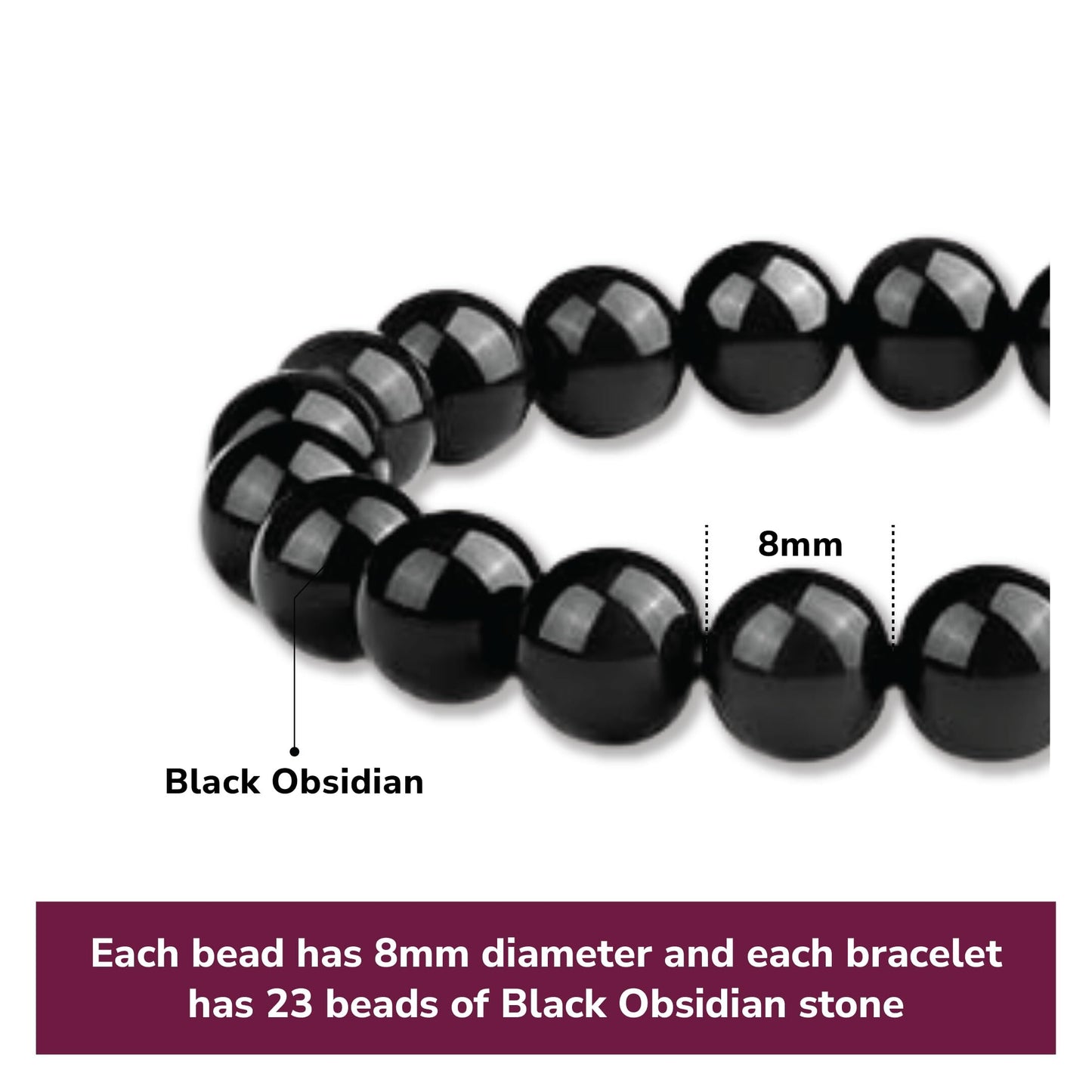 Obsidian Intention Bracelet, 8mm