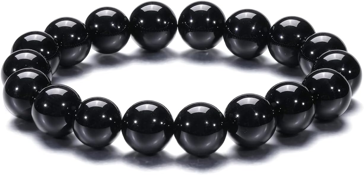 Black Onyx & Agate Intention Bracelet, 10-12mm