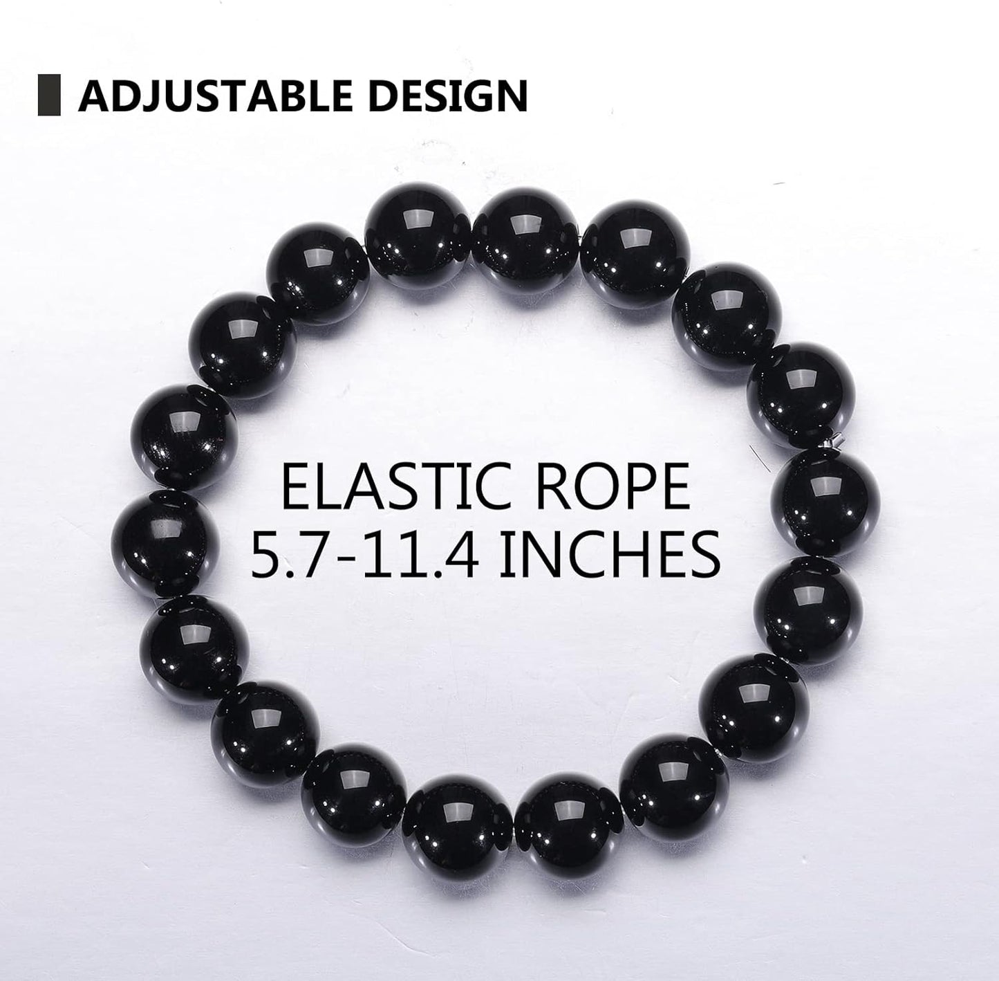 Black Onyx & Agate Intention Bracelet, 10-12mm