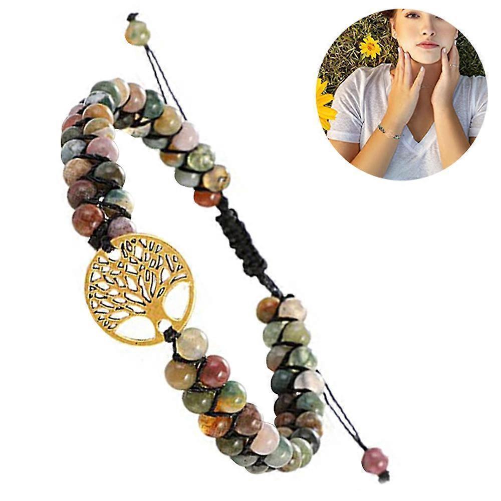 Indian Agate Tree of Life Double Bracelet