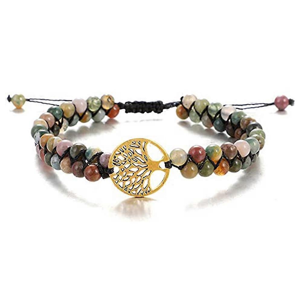 Indian Agate Tree of Life Double Bracelet