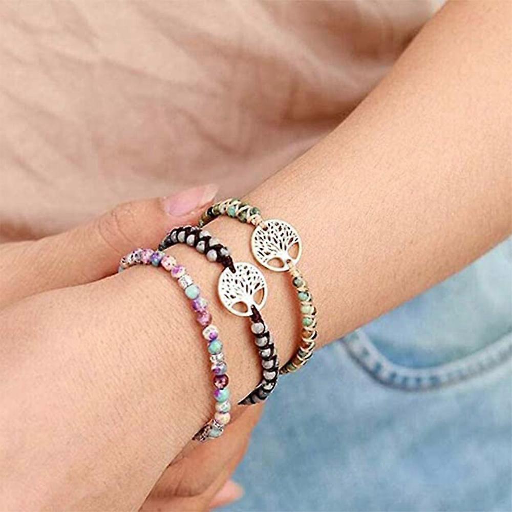 Indian Agate Tree of Life Double Bracelet