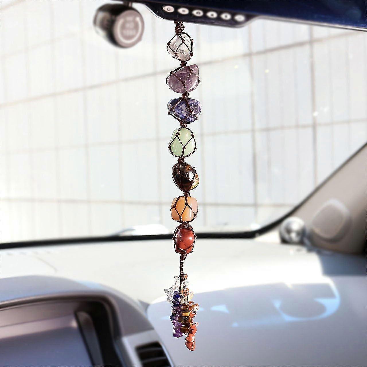 Seven Chakra Tumbled Stone Macrame Hanging