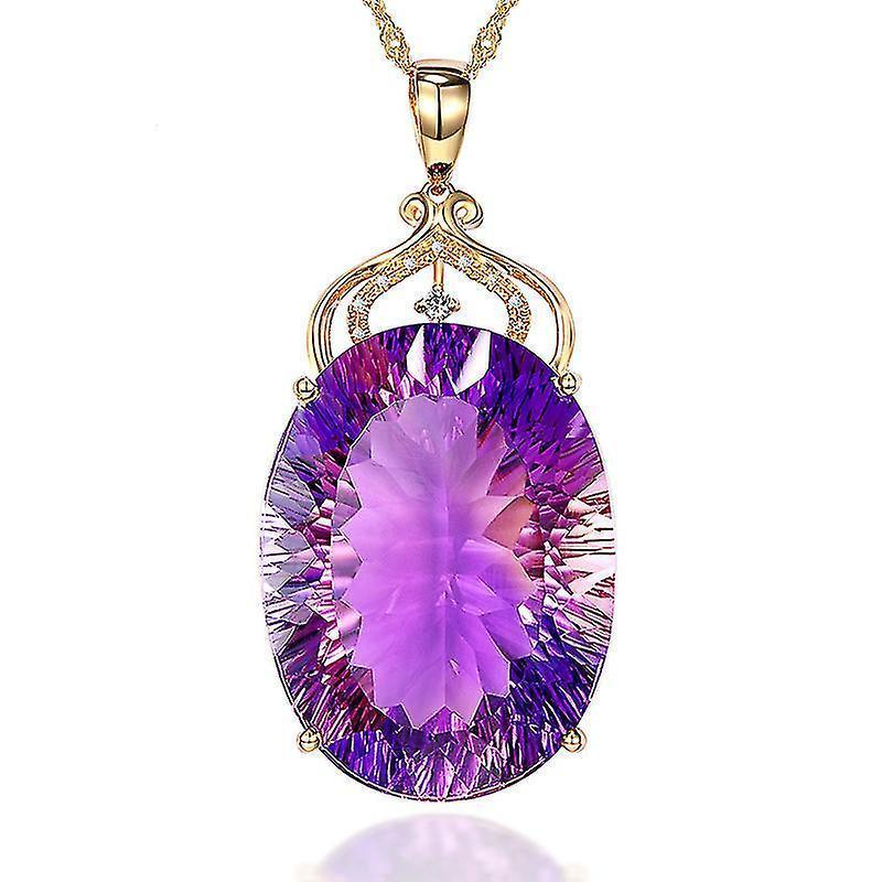 Amethyst Pendant Necklace, Gold