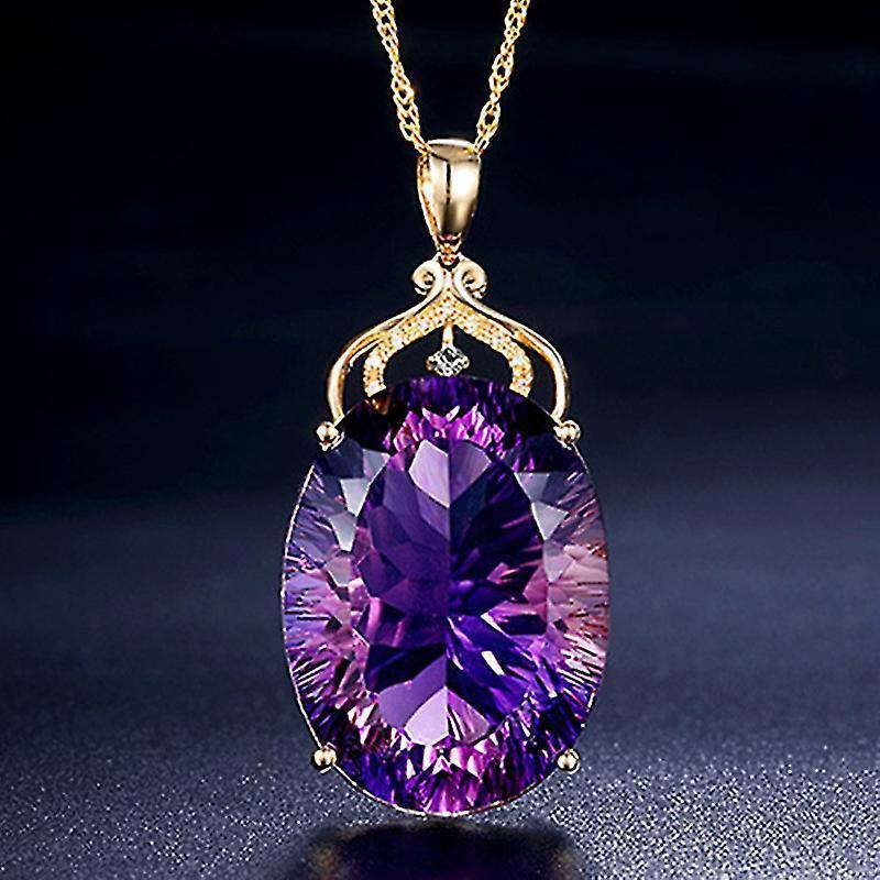 Amethyst Pendant Necklace, Gold