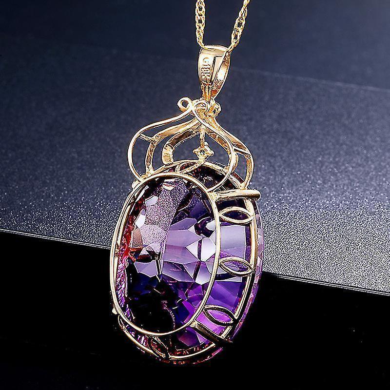 Amethyst Pendant Necklace, Gold