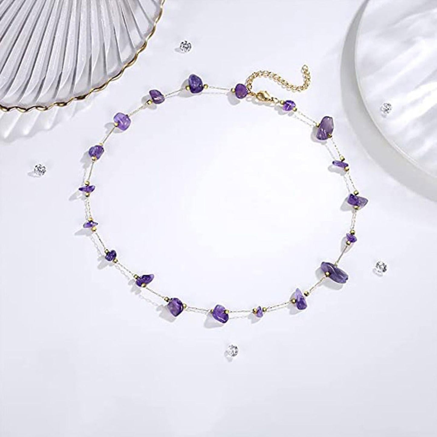 Amethyst Chip Choker Necklace