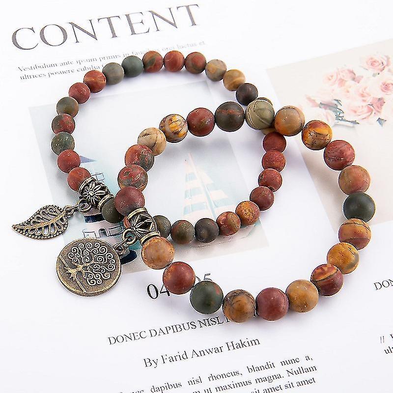 Brown Agate Tree of Life Double Bracelet
