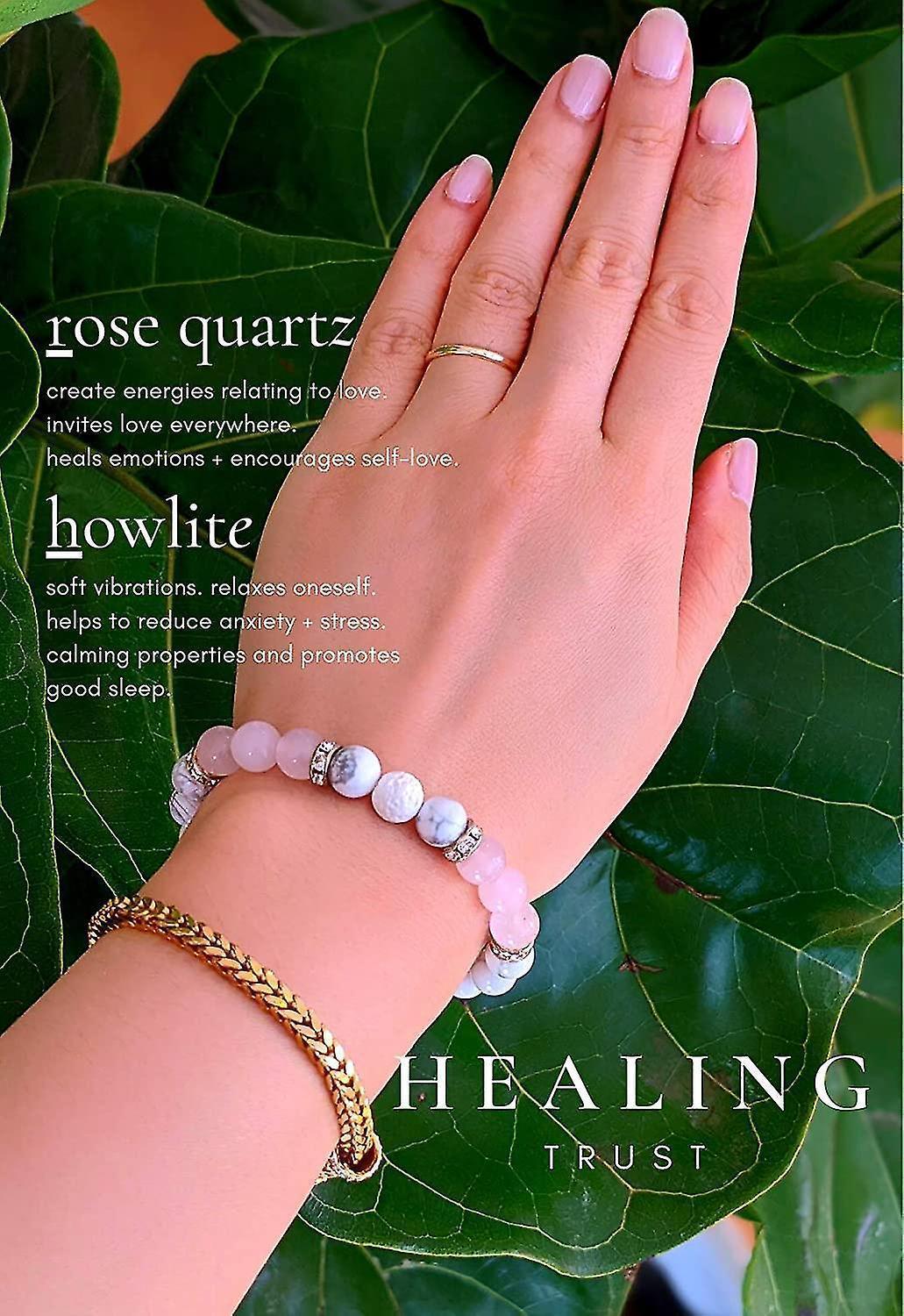 Rose Quartz & Clear Quartz Intention Bracelet, White