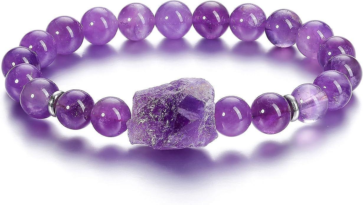 Amethyst & Clear Quartz Intention Bracelet, 8mm