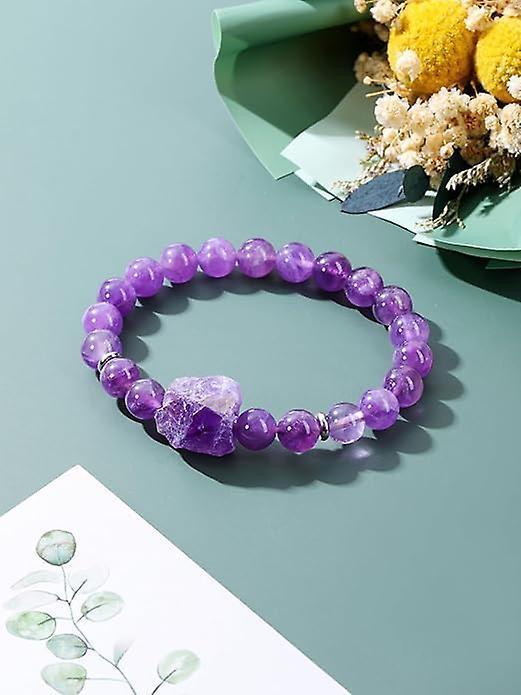 Amethyst & Clear Quartz Intention Bracelet, 8mm