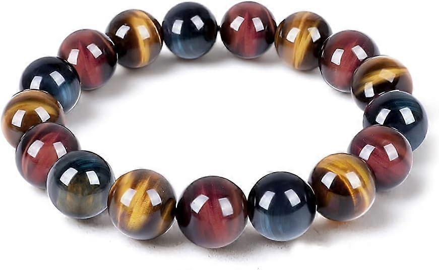 Tri-Colour Tiger Eye Beaded Bracelet, 12mm