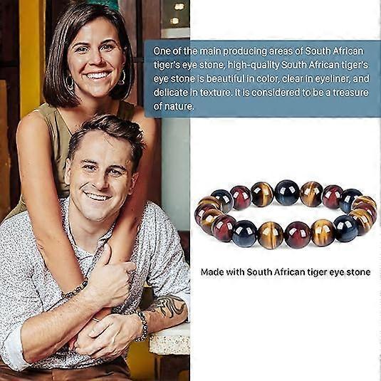 Tri-Colour Tiger Eye Beaded Bracelet, 12mm