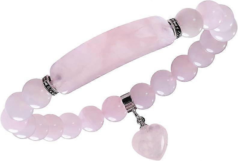 Rose Quartz Bar and Heart Bracelet
