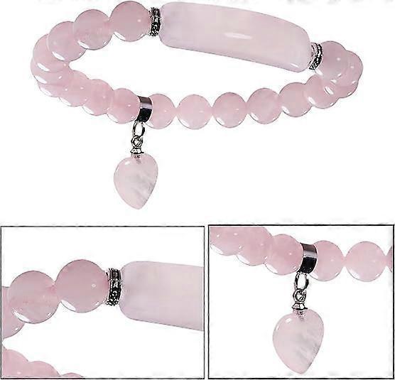 Rose Quartz Bar and Heart Bracelet