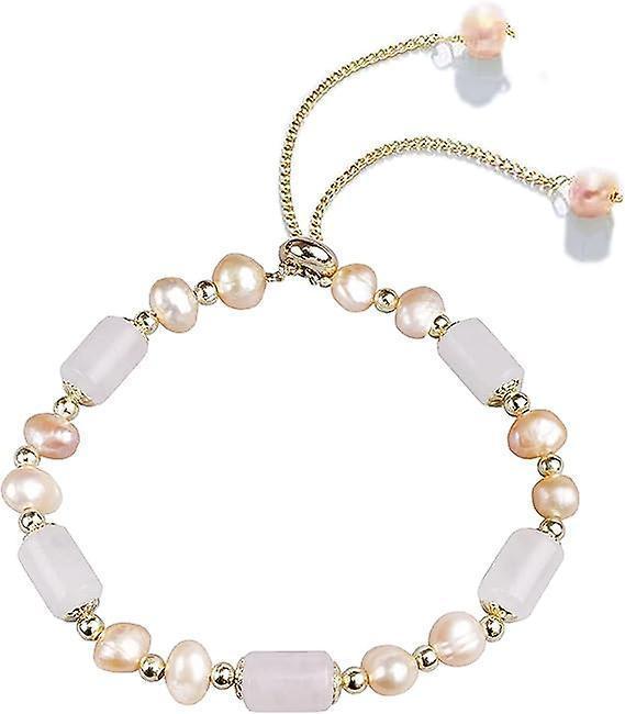 Rose Quartz and Freshwater Pearl Adjustable Bracelet