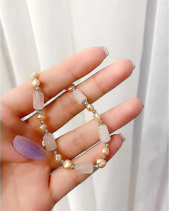 Rose Quartz and Freshwater Pearl Adjustable Bracelet