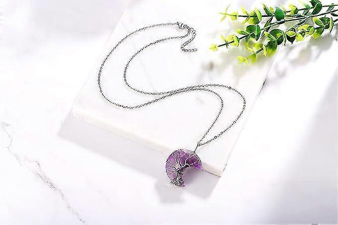 Amethyst & Clear Quartz Pendant Necklace
