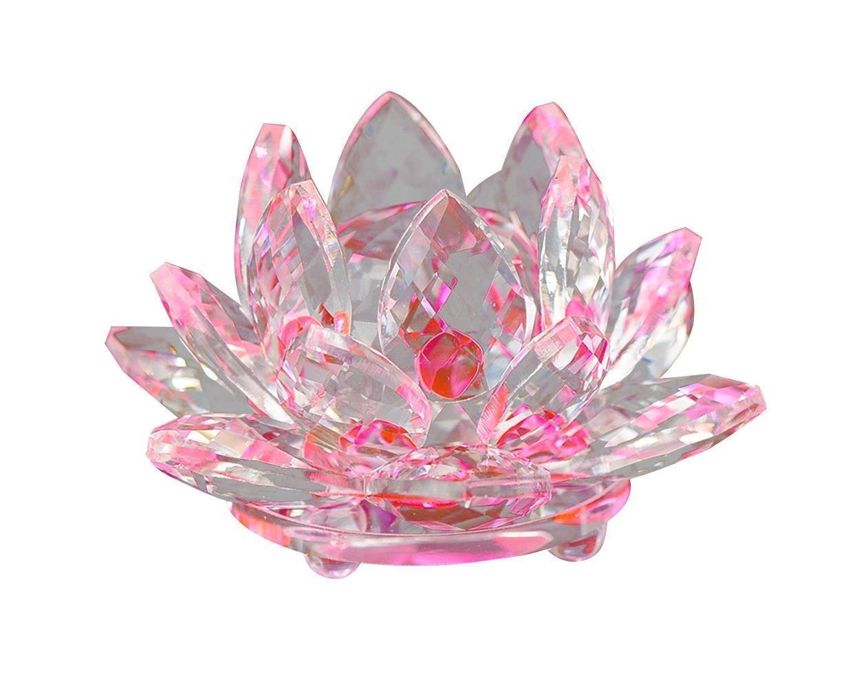Crystal Lotus Flower Figurine, Pink