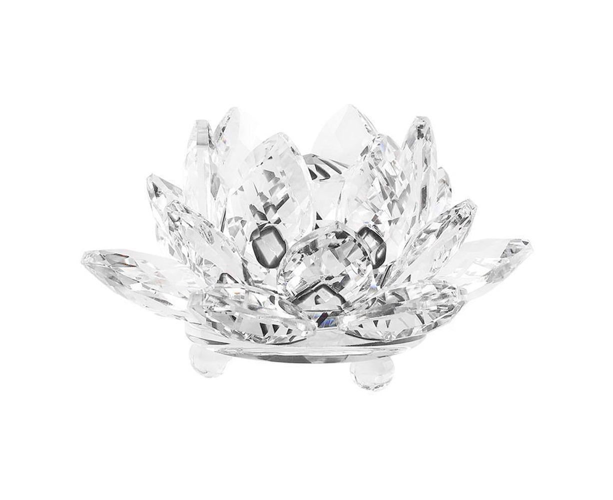 Crystal Lotus Flower Figurine, White