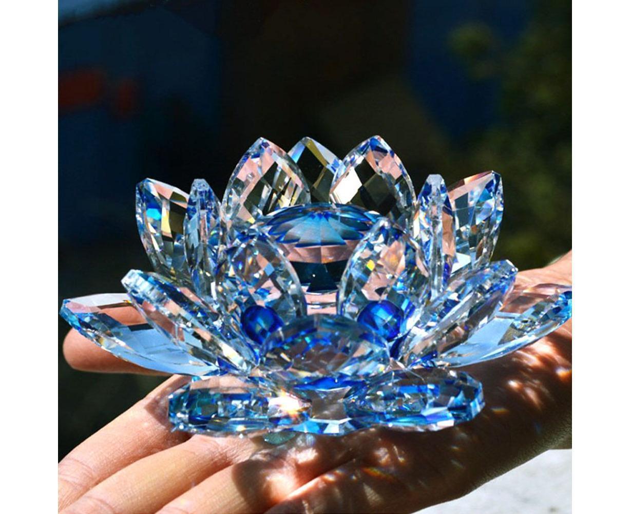 Crystal Lotus Flower Figurine, White