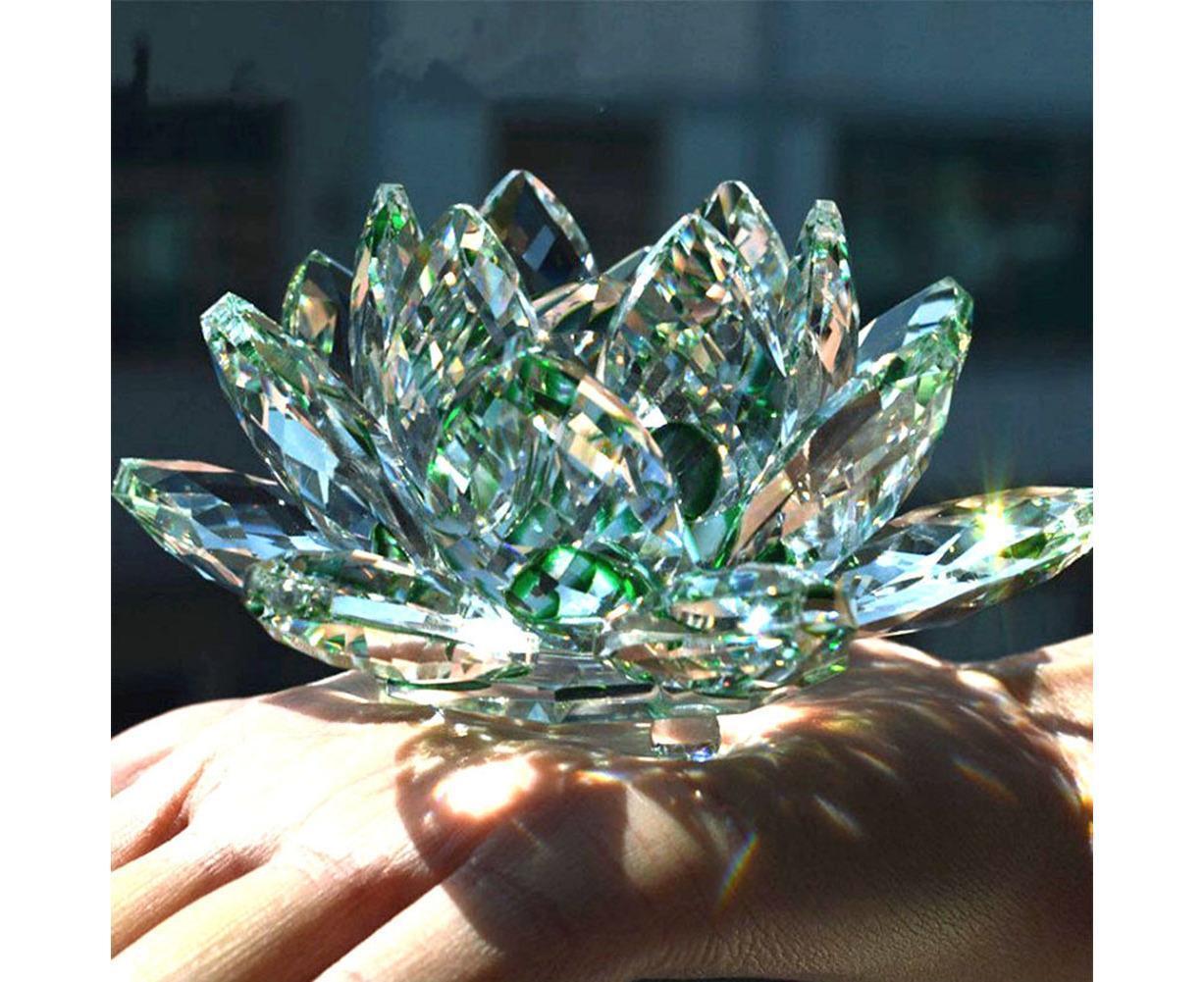 Crystal Lotus Flower Figurine, White
