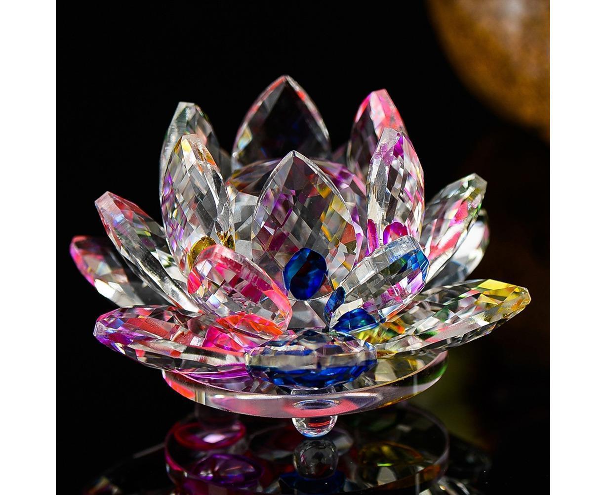 Crystal Lotus Flower Figurine, White