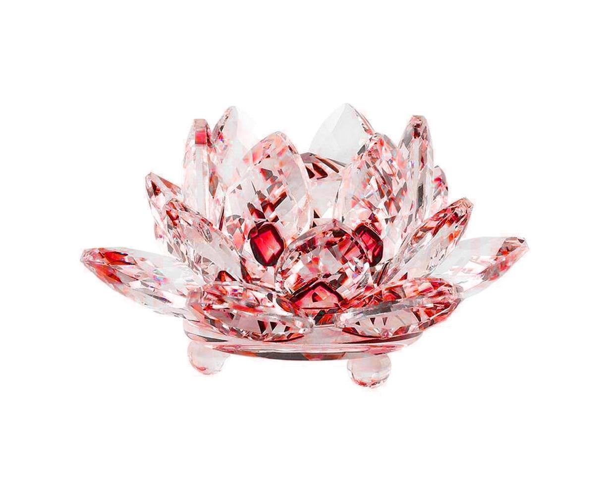 Crystal Lotus Flower Figurine, Red