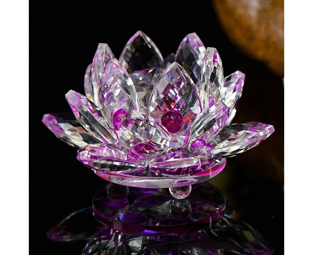 Crystal Lotus Flower Figurine, Red