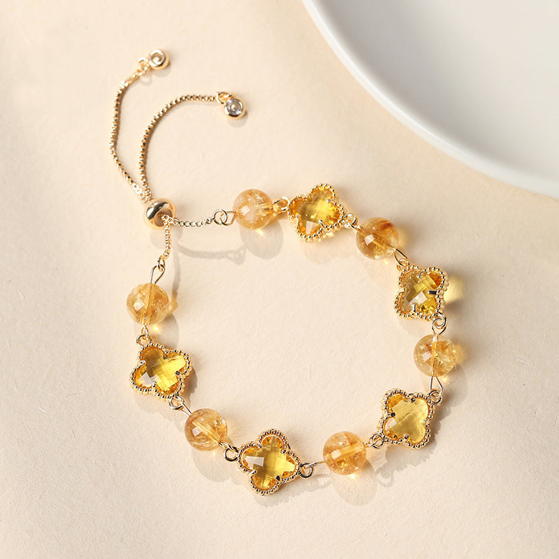 Clear Quartz Intention Bracelet, Yellow
