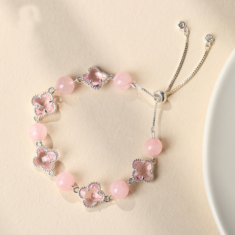 Clear Quartz Intention Bracelet, Pink