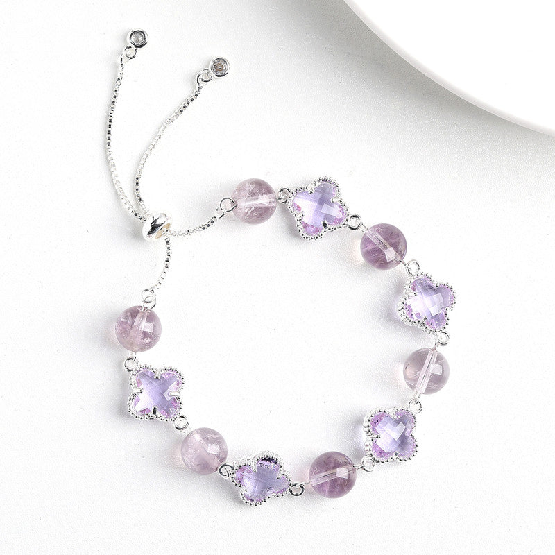 Clear Quartz Intention Bracelet, Purple