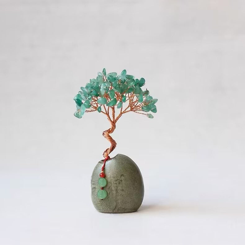 Green Aventurine Crystal Tree on Stone Base