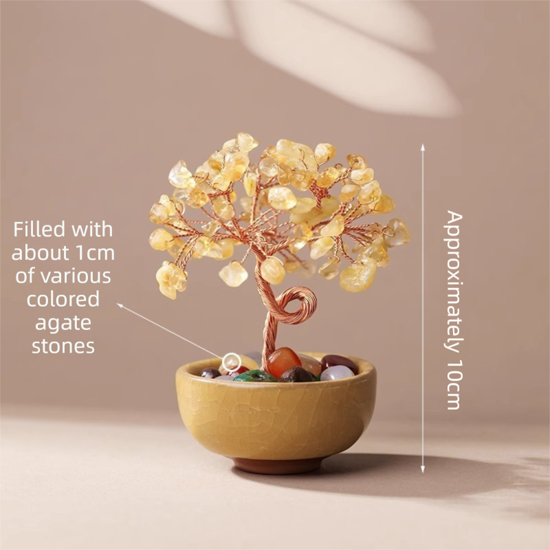 Citrine Crystal Money Tree with Agate Base
