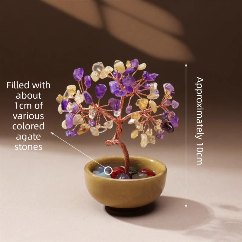 Amethyst and Citrine Crystal Money Tree with Agate Base