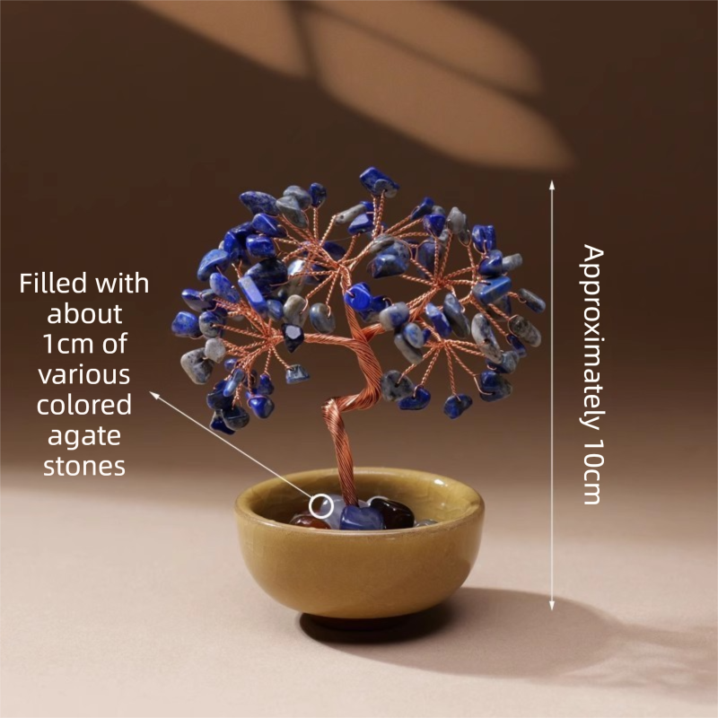 Blue Lapis Crystal Money Tree with Agate Base
